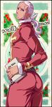  ass bible christmas dark_skin dark_skinned_male enrico_pucci jojo_no_kimyou_na_bouken male_focus ponytail priest santa_costume solo taxxxchi white_hair 