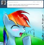  ask blue_fur blush dragk english_text equine eyes_closed female feral friendship_is_magic fur hair horse mammal multi-colored_hair my_little_pony open_mouth pony rainbow_dash_(mlp) rainbow_hair smile solo text tongue tumblr wings 