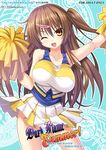  ;d brown_eyes brown_hair cheerleader chuunibyou_demo_koi_ga_shitai! english hair_ornament hairclip long_hair nibutani_shinka noritama_(gozen) one_eye_closed one_side_up open_mouth pom_poms side_ponytail smile solo 