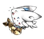 blue_markings blush brown_fur eevee erection eyes_closed frottage gay male onomatopoeia penis plain_background pok&eacute;mon red_markings togekiss tranquilmyst white_background white_body yellow_eyes 