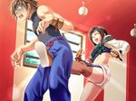  ballbusting breasts crotch_kick eyes_closed femdom final_fantasy final_fantasy_vii kick kicking maki_aida_factor midriff open_mouth short_hair yuffie_kisaragi 