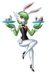  animal_ears bunny_ears bunny_girl bunnysuit drink drinks gardevoir high_heels highres pokemon red_eyes shoes solo 