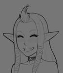  ^_^ alternate_hairstyle blush collar eyes_closed hair_tubes headshot lm_(legoman) lowres monochrome pointy_ears pompadour princess_zelda skyward_sword smile the_legend_of_zelda the_legend_of_zelda:_skyward_sword triforce 