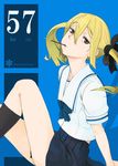  blonde_hair brown_eyes food koujiro_frau masato_(mirai_koubou) pocky robotics;notes school_uniform serafuku short_hair solo 