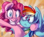  blue_eyes blue_fur duo equine female feral friendship_is_magic fur grin hair horse looking_at_viewer mammal multi-colored_hair my_little_pony pegasus pink_fur pink_hair pinkie_pie_(mlp) pony purple_eyes rainbow_dash_(mlp) rainbow_hair whitediamonds wings 