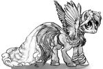  buttercup_saiyan clothing dress equine female feral friendship_is_magic greyscale hooves horse mammal monochrome my_little_pony pegasus plain_background pony pussy rainbow_dash_(mlp) solo white_background wings 