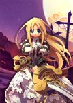  armor armored_dress blonde_hair blue_eyes kiyuzuki_satoko official_art sword weapon yggdra_union yggdra_yuril_artwaltz 