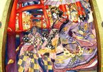  back black_hair egasumi fisheye hexagon japanese_clothes lantern makeup multiple_girls multiple_torii oiran original perspective shuka_(taupe) torii traditional_media watercolor_(medium) 