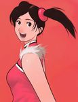  black_eyes black_hair face g-room_honten happy ling_xiaoyu red_background simple_background smile solo tekken twintails 