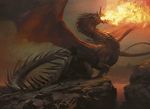  dragon fire flames horn magic:_the_gathering magic_the_gathering spikes tail wings 