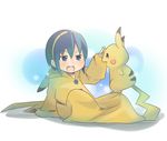  artist_request blue_hair circlet cosplay costume fire_emblem fire_emblem:_monshou_no_nazo gen_1_pokemon high_five male_focus marth pikachu pikachu_(cosplay) pokemon pokemon_(creature) super_smash_bros. tiara 