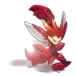  armor claws costume gen_2_pokemon hitec multicolored_hair orange_hair personification pokemon red_hair scizor simple_background solo spiked_hair spikes two-tone_hair white_background wings yellow_eyes 