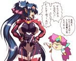  bodysuit breasts covered_nipples headband hisahiko huge_breasts klan_klein long_hair macross macross_frontier multicolored multicolored_bodysuit multicolored_clothes multiple_girls pink_bodysuit purple_bodysuit super_robot_wars super_robot_wars_the_lord_of_elemental translated valsione very_long_hair 