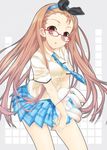  glasses idolmaster idolmaster_(classic) idolmaster_live_for_you! long_hair minase_iori mizuki_makoto rough_time_school school_uniform solo 