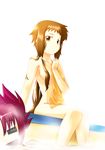  brown_eyes dieci_(nanoha) hand_on_own_chest long_hair long_sleeves looking_at_viewer lyrical_nanoha mahou_shoujo_lyrical_nanoha_strikers mayumi_(morikko) multiple_girls numbers_(nanoha) short_hair simple_background sitting wendi_(nanoha) white_background 