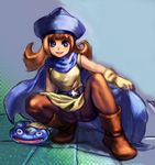  alena_(dq4) bow_(bhp) dragon_quest dragon_quest_iv panties panties_under_pantyhose pantyhose pantyshot pantyshot_(squatting) skirt slime slime_(dragon_quest) solo squatting underwear upskirt yellow_skirt 