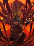  1girl fire highres insect_girl mage monster_girl pixiv spider_girl staff tamachi_kuwa 