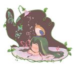  bath bathing bug butterfly closed_eyes crossed_arms flower green_hair hair_down insect kinako_(moment) nude romaji star timon_(yadamon) transparent_background water yadamon yadamon_(character) 