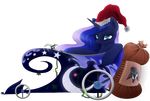  alpha_channel blue_hair chariot christmas christmas_lights equine female friendship_is_magic hair hat holidays horse mammal mistletoe my_little_pony pony princess_luna_(mlp) rouletteobsidian sack santa_hat smile 