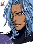  1boy barbatos_goetia blue_hair bodysuit dark_skin ka-&gt;nya long_hair purple_eyes swimsuit tales_of_(series) tales_of_destiny_2 