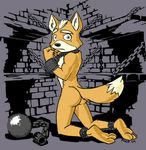  bdsm bondage bound butt canine chain collar fox fox_mccloud green_eyes looking_at_viewer male mammal nintendo nude poop_(artist) slave star_fox unknown_colorist video_games 