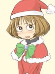  blush bob_cut brown_hair christmas embarrassed genshiken hat konno_(genshiken) open_mouth santa_hat short_hair solo 