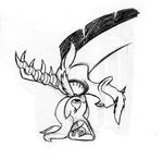  antler black_and_white discord_(mlp) draconequus equine equinr fangs female feral fluttershy_(mlp) friendship_is_magic horn horse male mammal mickeymonster monochrome my_little_pony pegasus plain_background pony white_background wings 