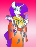  anthrofied big_breasts breasts color equine female friendship_is_magic horn horse huge_breasts japanese_clothing kimono king-cheetah mammal my_little_pony pony rarity_(mlp) ruger181 solo unicorn 