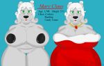  absurd_res big_breasts black_nipples bottom_lip breasts christmas female green_eyes hi_res holidays invalid_tag jewelry jewlery klr-rio mammal model_sheet mrs._claus navel necklace nipples old polar_bear pussy santa_claus simple_background solo ursine wide_hips 