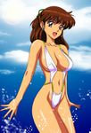  anice_farm breasts brown_eyes brown_hair chouon_senshi_borgman covered_nipples gentoku half_updo highres large_breasts long_hair one-piece_swimsuit solo swimsuit 
