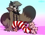  balls bulge bunniehkins claws collar fluffy fullbody invalid_tag leash mammal pawpads paws pet pinup pose procyonid raccoon stripey 