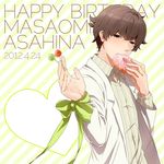  2012 asahina_masaomi brothers_conflict brown_hair candy character_name dated doughnut food fujiko_(chaka) happy_birthday heart lollipop male_focus solo 