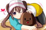  ;t aqua_eyes brown_hair diglett double_bun gen_1_pokemon long_hair mei_(pokemon) nishi_koutarou one_eye_closed pantyhose pokemon pokemon_(creature) pokemon_(game) pokemon_bw2 raglan_sleeves skirt smile turn_pale twintails visor_cap 