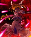  blood blue_eyes brown_hair duplicate empty_eyes fire highres lyrical_nanoha magical_girl mahou_shoujo_lyrical_nanoha mutsuki_(moonknives) raising_heart takamachi_nanoha torn_clothes twintails white_devil 