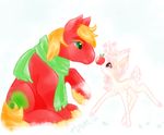  &quot;my apple big_macintosh_(mlp) blonde_hair cervine deer duo equine female feral filore friendship_is_magic fruit fur green_eyes hair horn horse little male mammal my_little_pony pony pony&quot; red_fur size_difference 