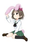  abe_kanari animal_ears bunny_ears girls_und_panzer maruyama_saki seifuku 