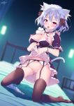  animal_ears maid natsumiya_yuzu pussy pussy_juice tail thighhighs 