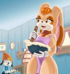  anthro apron big_breasts breasts brown_eyes cake canine drxsmokey duo female food gloves hair huge_breasts lagomorph male mammal milf mother necktie nipples parappa_the_rapper parent rabbit sega sonic_(series) vanilla_the_rabbit 