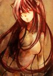  closed_eyes cooldoll elfen_lied highres long_hair lucy parted_lips red_hair sepia solo 