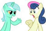  absurd_res alpha_channel blue_eyes bonbon_(mlp) equine female fingers friendship_is_magic hair hi_res horn horse lyra_(mlp) lyra_heartstrings_(mlp) mammal my_little_pony plain_background pony smile transparent_background two_tone_hair unicorn yanoda yellow_eyes 