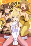  :o ;d absurdres animal_ears animal_print aoyama_nanami armpits arms_up bell bell_collar blonde_hair blush blush_stickers breasts brown_eyes brown_hair cat_cutout cat_ears cat_tail cleavage cleavage_cutout collar fake_animal_ears fang fujii_masahiro halterneck highres jingle_bell kamiigusa_misaki kittysuit large_breasts leopard_print leotard long_hair medium_breasts midriff multiple_girls navel nyantype official_art one_eye_closed open_mouth pantyhose paw_pose paws pink_legwear ponytail red_eyes sakura-sou_no_pet_na_kanojo scan shiina_mashiro short_hair sitting smile tail tiger_print tiger_tail wariza wavy_mouth yellow_eyes yellow_legwear 