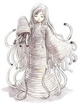  character_request closed_eyes copyright_request long_hair monster_girl smile solo tentacle_hair tentacles tokimura_shurei very_long_hair white_hair wide_sleeves 