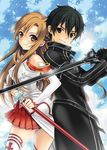  asuna_(sword_art_online) kirito lyfa sword sword_art_online thighhighs ukita_tougo 