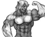  biceps feline flexing furry_(artist) greyscale hair male mammal monochrome muscles nipples nude pecs plain_background solo vein veins white_background 
