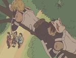  anbu blonde_hair brown_hair bush bushes eyes_closed forest hidden hiding inuzuka_kiba mask naruto nature skully stealth sword tattoo uzumaki_naruto weapon yaoi 