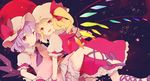  azuma_aya blonde_hair bow flandre_scarlet full_moon hat hat_bow lavender_hair leg_ribbon moon multiple_girls open_mouth red_eyes red_moon remilia_scarlet ribbon short_hair siblings side_ponytail sisters skirt skirt_set smile touhou wings wrist_cuffs 