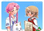  :d ^_^ absurdres aria aria_pokoteng blush brown_eyes brown_hair closed_eyes crossover flying_sweatdrops haimerejzero hair_tubes halftone halftone_background hidamari_sketch highres mizunashi_akari multiple_girls open_mouth pink_hair portrait_(object) school_uniform short_hair sidelocks sketchbook smile trait_connection ume-sensei uniform yuno ||_|| 