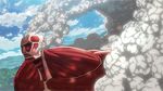  action animated animated_gif colossal_titan eren_yeager giant lowres military military_uniform monster monster_boy muscle nude shingeki_no_kyojin size_difference sky steam teeth three-dimensional_maneuver_gear uniform wall 