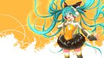  aqua_eyes aqua_hair floating_hair hand_on_own_chest hatsune_miku headphones highres long_hair miesa nail_polish odds_&amp;_ends_(vocaloid) open_mouth project_diva_(series) project_diva_f skirt solo thighhighs twintails very_long_hair vocaloid 