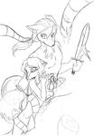  female fox_lee godzuki hair line_art long_hair male mammal penis sketch sword tentacles weapon zuki 